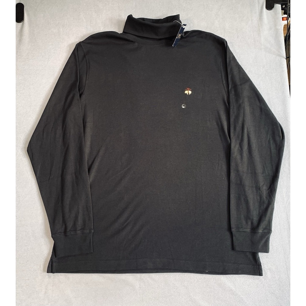 Brooks Brothers 346 Cotton Turtleneck Shirt Black Men's Large NWT